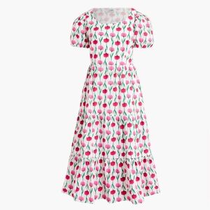 J.Crew Women's Petite Tiered Poplin Midi Cotton White Dress